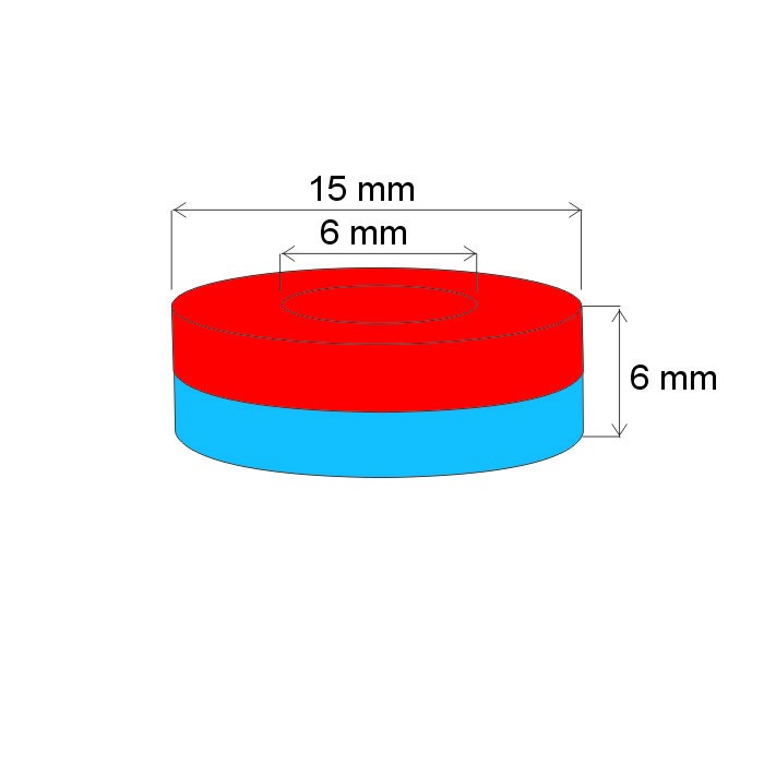 Magnet neodim inel cu diam.15x diam.6x6 N 80 °C, VMM10-N50 [2]