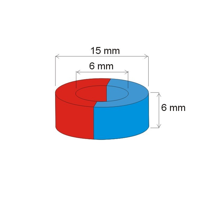 Magnet neodim inel cu diam.15x diam.6x6 N 80 °C, VMM10-N50 [2]