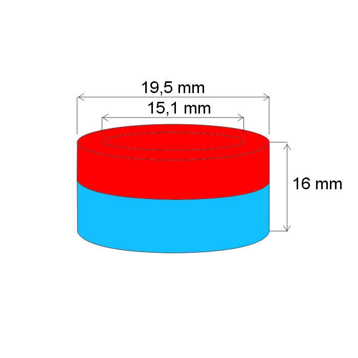 Magnet neodim inel cu diam.19,5x diam.15,1x16 N 80 °C, VMM4-N35 [2]