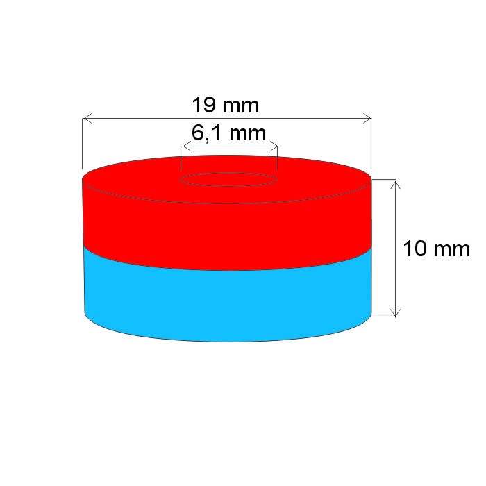 Magnet neodim inel cu diam.19x diam.6,1x10 N 120 °C, VMM4H-N35H [2]