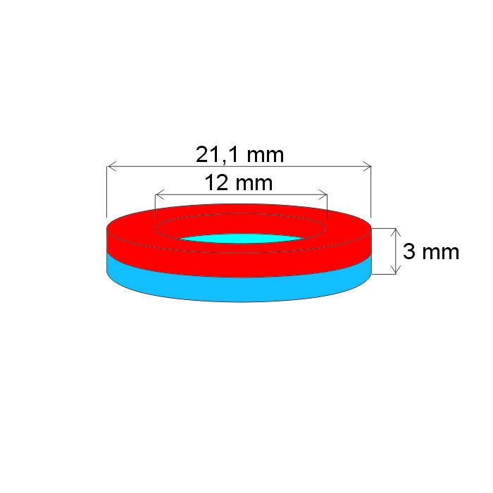 Magnet neodim inel cu diam.21,1x diam.12x3 N 180 °C, VMM4UH-N33UH [2]