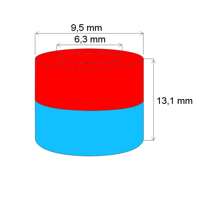 Magnet neodim inel cu diam.9,6x diam.6,3x13,1 N 80 °C, VMM4 [2]