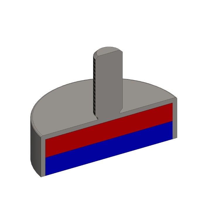 Magnet oală cu coadă, diam. 13 x înălțime 4,5 mm cu filet exterior M3, înălțime filet 7 mm [4]