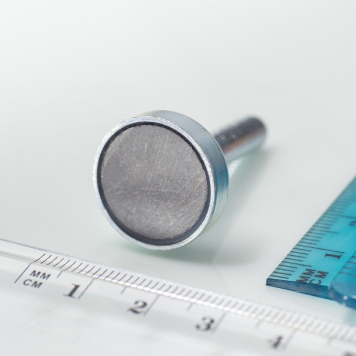 Magnet oală cu coadă, diam. 20 x înălțime 6 mm cu filet exterior M6, înălțime filet 30 mm [2]