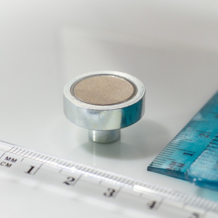 Magnet oală cu coadă, diam. 20 x înălțime 6 mm cu filet interior M4, înălțime filet 7 mm, magnet SmCo [2]