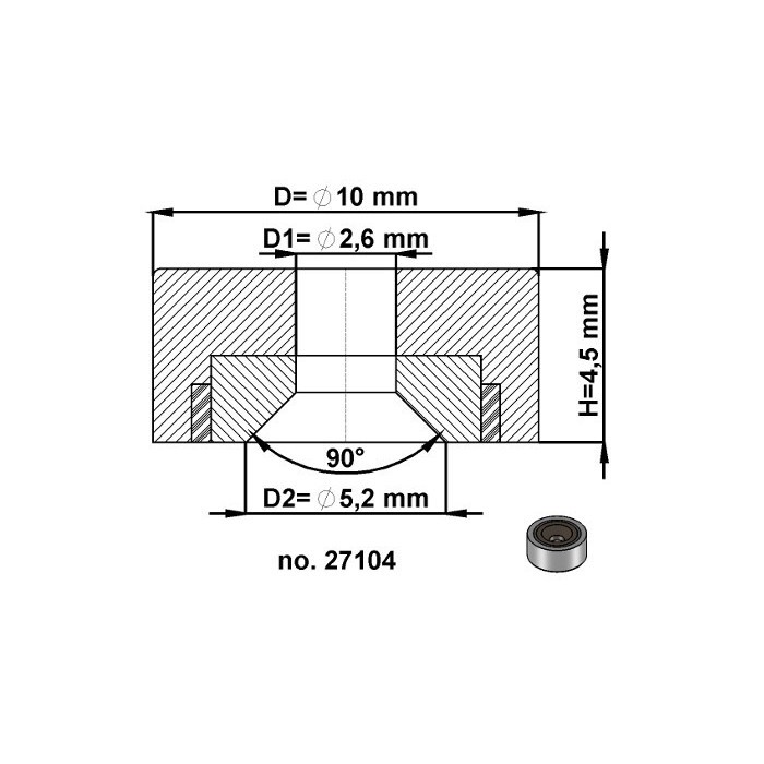 Magnet oală diam. 10, înălțime 4,5 mm, cu gaură pentru șurub cu cap înecat diam. 2,6 [3]