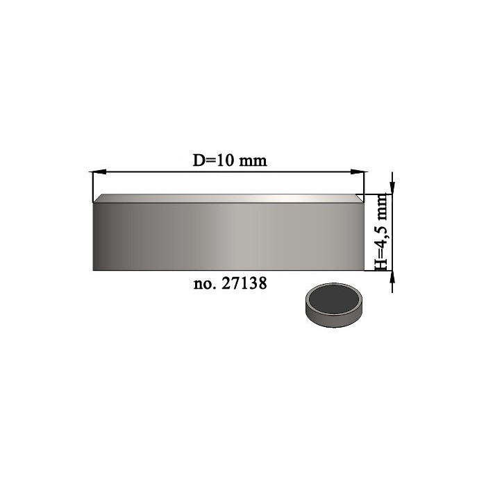Magnet oală diam. 10 x înălțime 4,5 mm, fără filet [2]