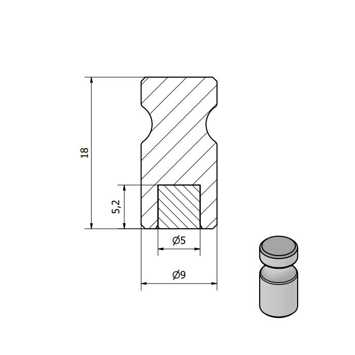 Magnet puternic în carcasă de plastic nepersonalizat - roșu [3]