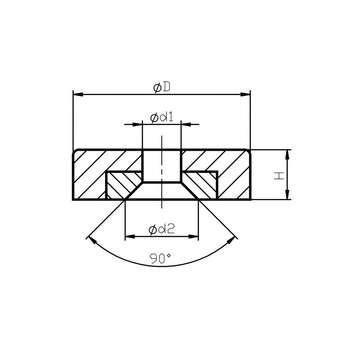 Oală magnetică diam. 47 x înăltime 9,2 mm, filet pentru șurub cu cap înecat diam. 8,5 mm [3]