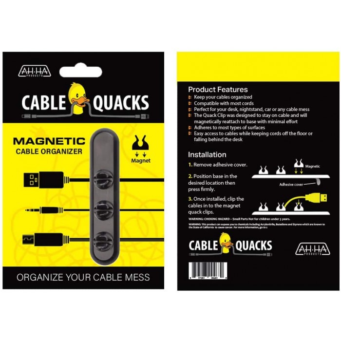 Organizator de cablu magnetic C-Slide, negru, 3 cleme de cablu [5]