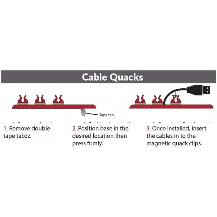 Organizator de cablu magnetic C-Slide, negru, 3 cleme de cablu [6]