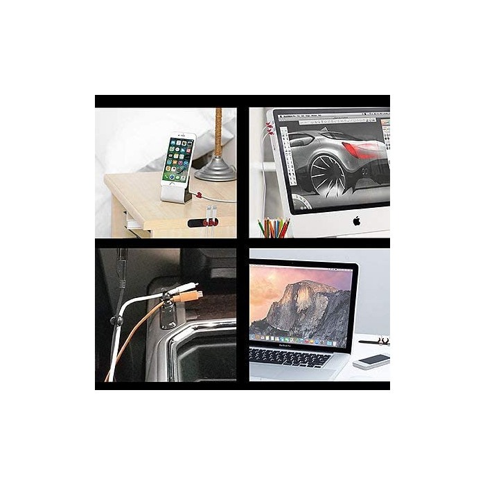 Organizator de cablu magnetic C-Slide, negru, 3 cleme de cablu [3]