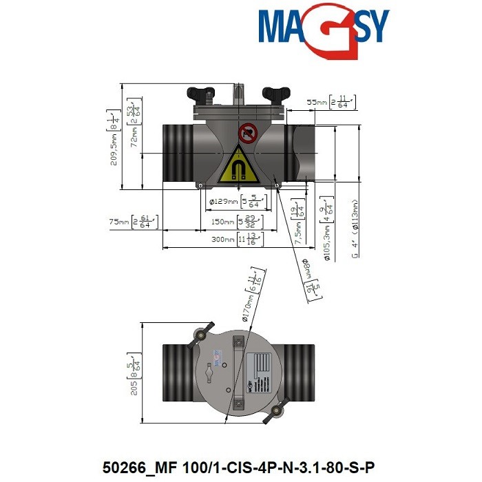 Separator magnetic lichide MF 100/1-CIS-4P-N-1.1-80-N-P-MODEL 1 [5]