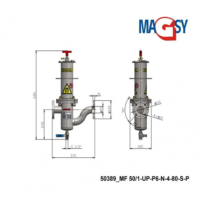 Separator magnetic lichide MF 50/1-UP-P6-N-4-80-S-P [4]