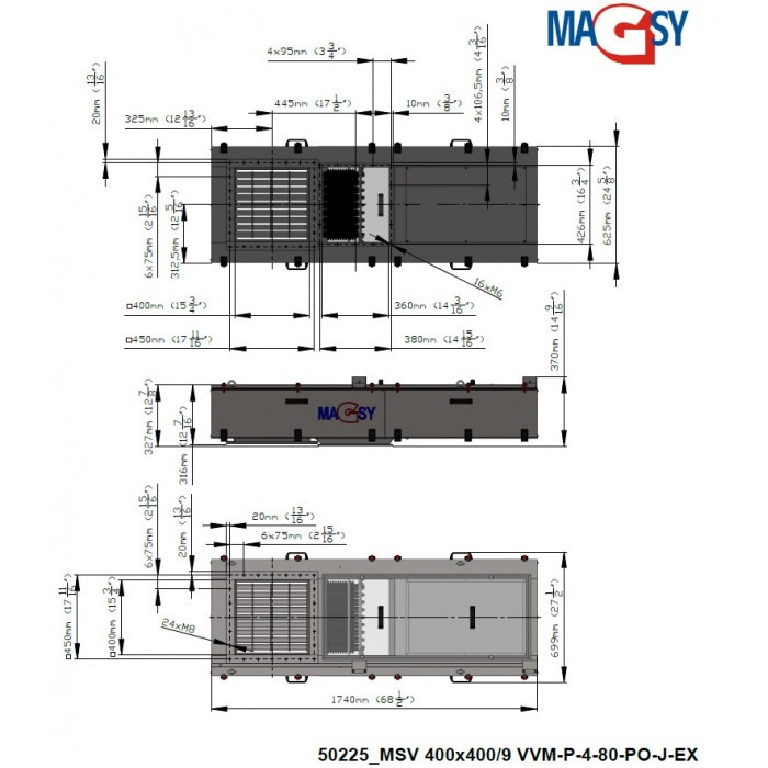 Separator magnetic unilateral MSV 400x400/9 VVM-P-4-80-PO-J-EX [3]