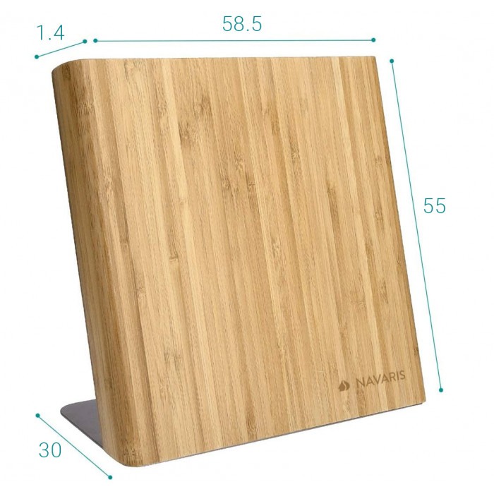 Suport magnetic pentru cuțite, din lemn de bambus – fără cuțite, 23 x 22,5 cm, adâncime 12 cm [6]