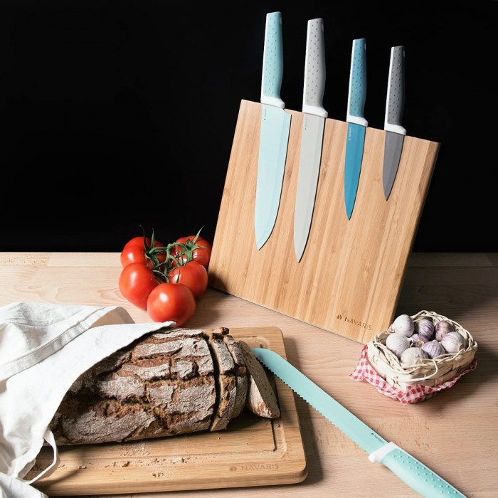 Suport magnetic pentru cuțite, din lemn de bambus – fără cuțite, 23 x 22,5 cm, adâncime 12 cm [2]