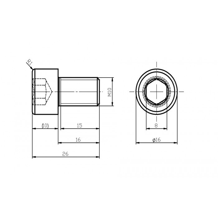 Șurub din oțel inoxidabil M10x16 / inbus [2]