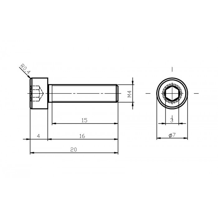 Șurub din oțel inoxidabil M4x16 / inbus [2]