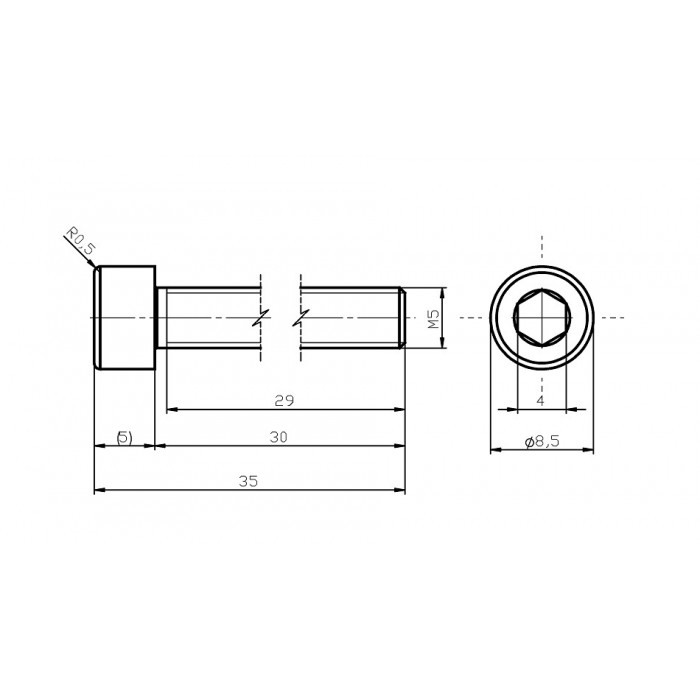 Șurub din oțel inoxidabil M5x30 / inbus [2]