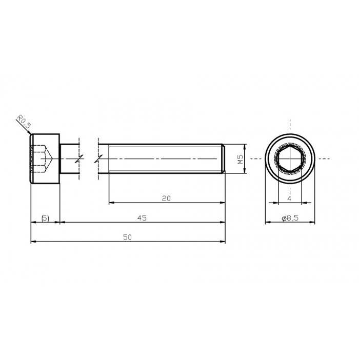 Șurub din oțel inoxidabil M5x45 / inbus [2]