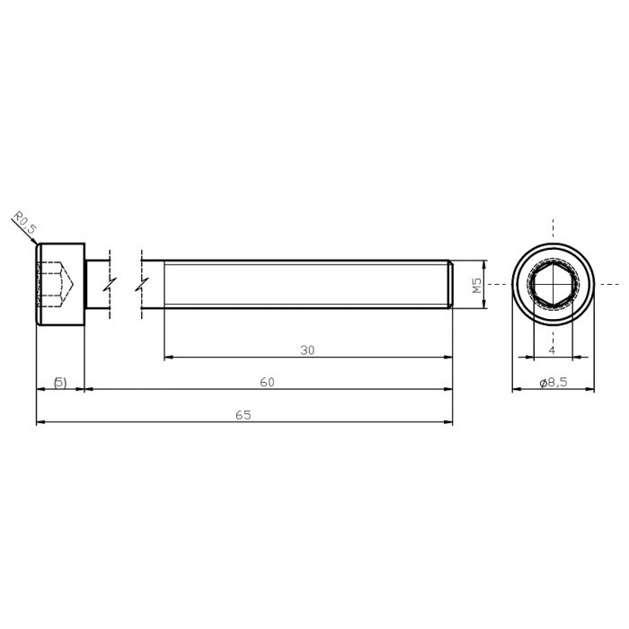 Șurub din oțel inoxidabil M5x60 / inbus [2]