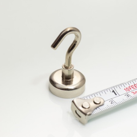 Cârlige magnetice - Cârlig magnetic argintiu, diametru 16 mm, NdFeB, forță de rupere 8 kg