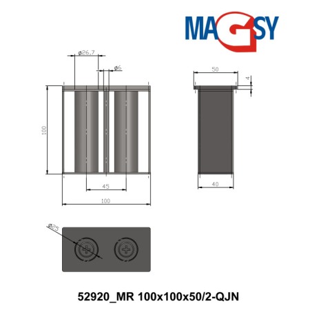 Grilă magnetică MR 100x100x50/2-QJN [2]