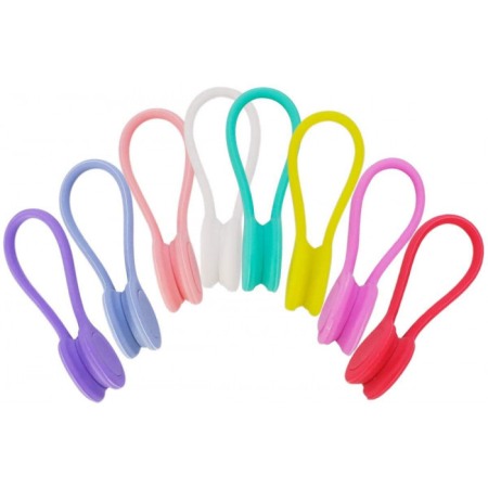 Elemente magnetice de fixare - Inele magnetice de strângere, siliconate, pentru utilizare repetată, multicolore, 8 buc.