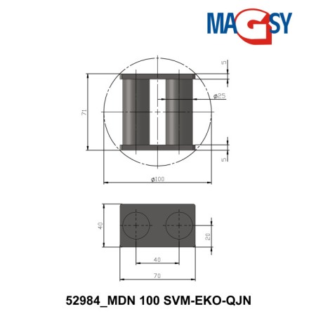 Magnet de buncăr (80 °C, 13.500 Gs, 95 N) diametru 100 mm [3]