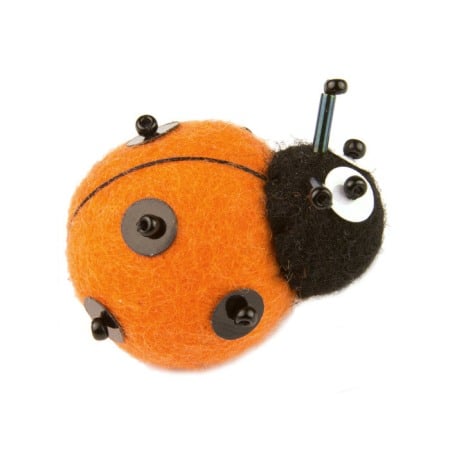 Magneți - Magnet de frigider din pâslă - buburuză portocalie