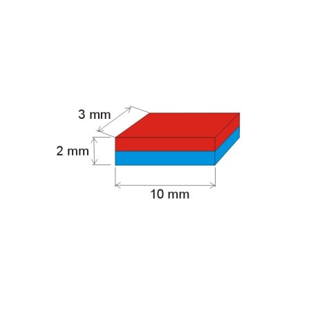 Magnet neodim bloc 10x3x2 N 120 °C, VMM65H-N44H [1]