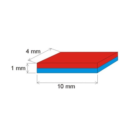 Magnet neodim bloc 10x4x1 Au 80 °C, VMM10-N50 [1]