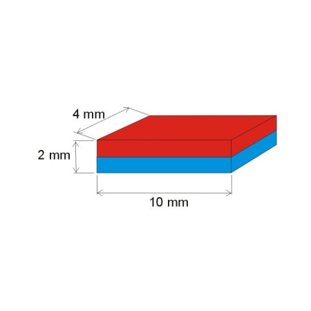 Magnet neodim bloc 10x4x2 Au 80 °C, VMM10-N50 [1]