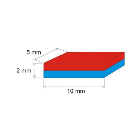 Magnet neodim bloc 10x5x2 Au 80 °C, VMM10-N50 [1]
