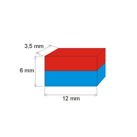 Magnet neodim bloc 12x3,5x6 N 80 °C, VMM4-N35 [1]