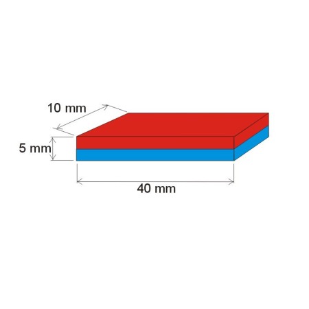 Magnet neodim bloc 40x10x5 N 80 °C, VMM9-N48 [1]