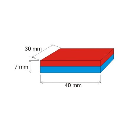Magnet neodim bloc 40x30x7 N 80 °C, VMM4-N30 [1]