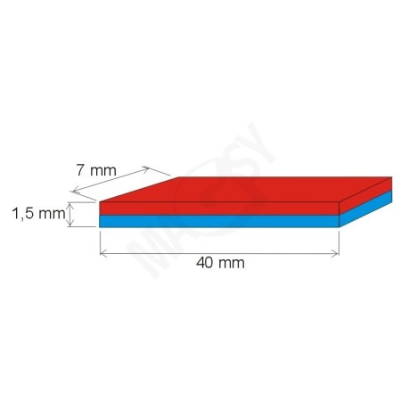 Magnet neodim bloc 40x7x1,5 N 180 °C, VMM7UH-N42H [1]