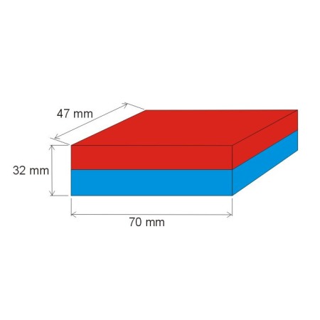 Magneți puternici - Magnet neodim bloc 70x47x32 N 80 °C, VMM10-N50