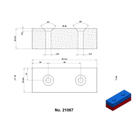 Magnet neodim bloc 80x30x25 N 80 °C, VMM10 [1]