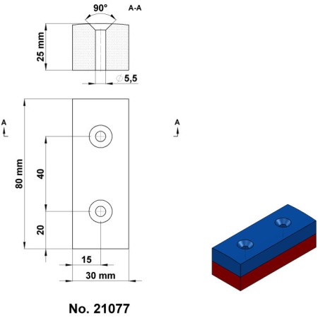 Magnet neodim bloc 80x30x25 N 80 °C, VMM5-N38 [1]