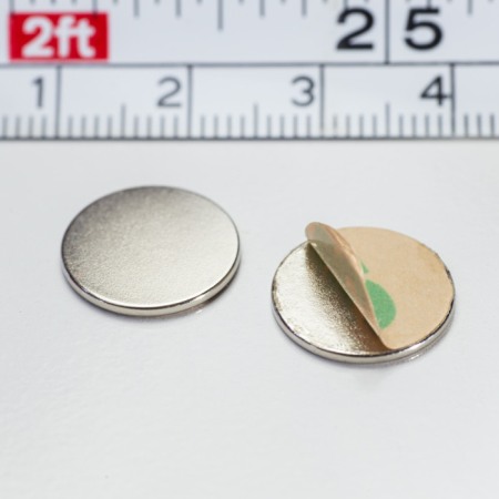 Magneți NdFeB bloc cu autocolant - axial - Magnet neodim cilindru cu autoadeziv cu, MAG NM-A 13x1 N VMM4-80 °C SV SET N/S, conține doi magneți care se atrag