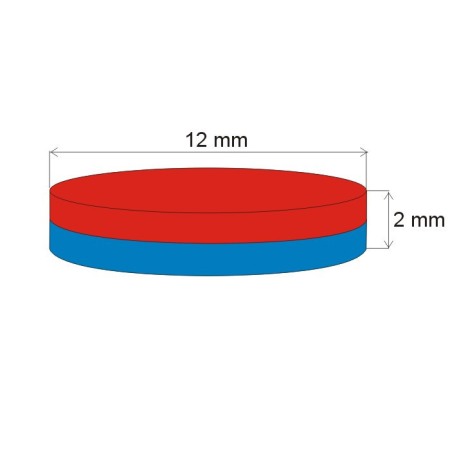 Magnet neodim cilindru cu diam.12x2 N 80 °C, VMM7-N42 [1]