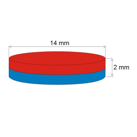 Magnet neodim cilindru cu diam.14x2 N 80 °C, VMM5-N38 [1]