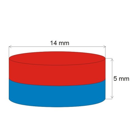 Magnet neodim cilindru cu diam.14x5 N 80 °C, VMM7-N42 [1]