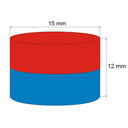 Magnet neodim cilindru cu diam.15x12 N 80 °C, VMM4-N35 [1]
