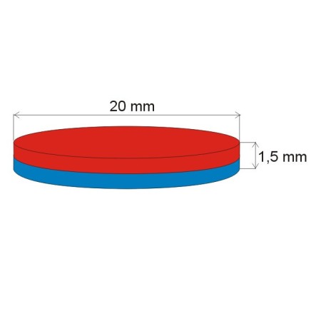 Magnet neodim cilindru cu diam.20x1,5 N 80 °C, VMM4-N35 [1]