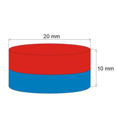 Magnet neodim cilindru cu diam.20x10 N 80 °C, VMM7-N42 [1]