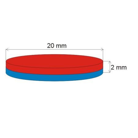 Magnet neodim cilindru cu diam.20x2 N 80 °C, VMM8-N45 [1]